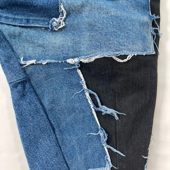 CUSTOM LEVI’s Deconstructed Patchwork Jeans Denim Shorts - Picture 10 of 11